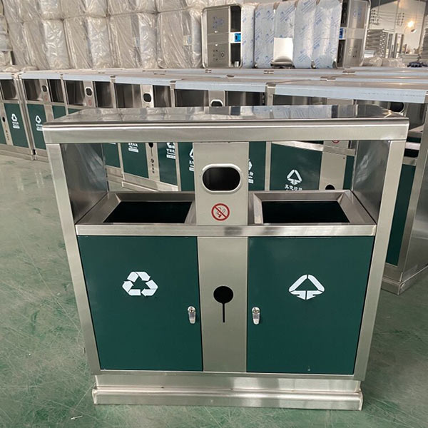 Thùng rác inox 2 ngăn có mái che