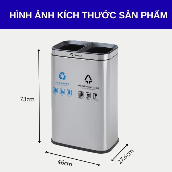 Thùng rác inox 2 ngăn văn phòng