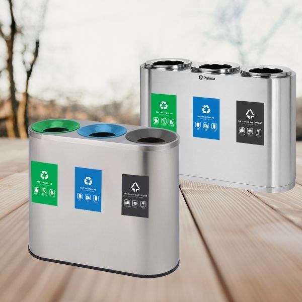 Các mẫu thùng rác 3 ngăn phân loại rác của Hành Tinh Xanh