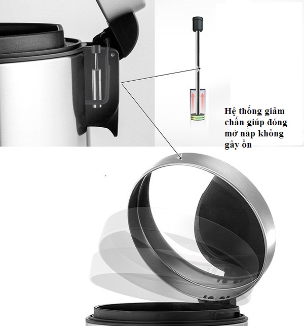 Thùng rác inox 304 đạp chân tròn 30L