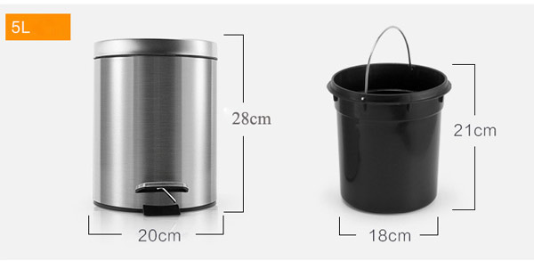 Thùng rác inox 304 đạp chân tròn 5L