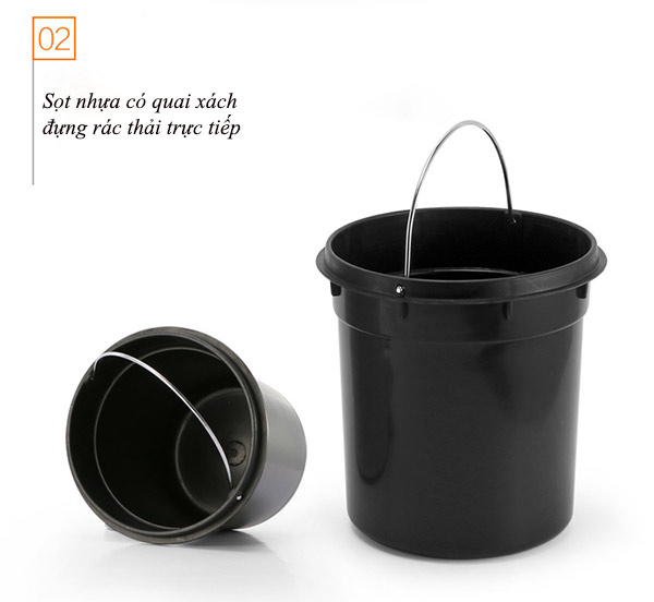 Thùng rác inox 304 đạp chân tròn 5L