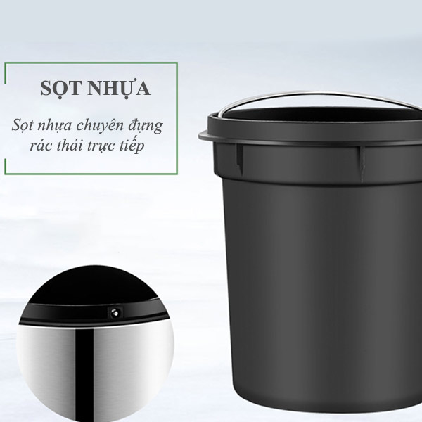 Thùng rác inox 304 đạp chân tròn 8L
