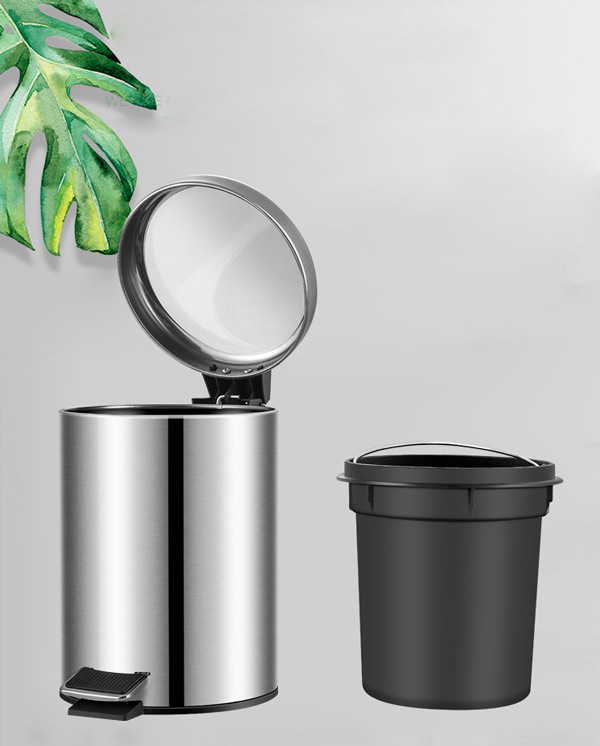 Thùng rác inox 304 đạp chân tròn 8L