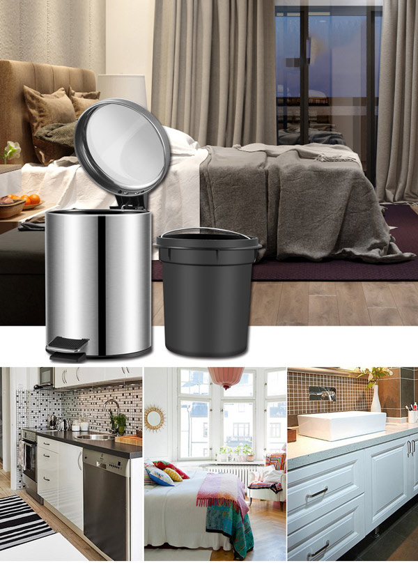 Thùng rác inox 304 đạp chân tròn 8L