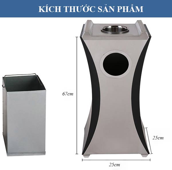 Kích thước mẫu thùng rác inox đẹp, kiểu dáng lạ mắt