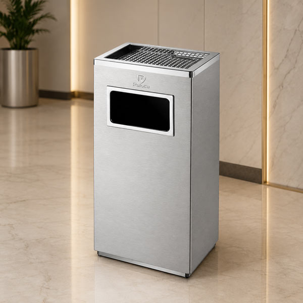 Thùng rác inox chữ nhật có gàn tàn