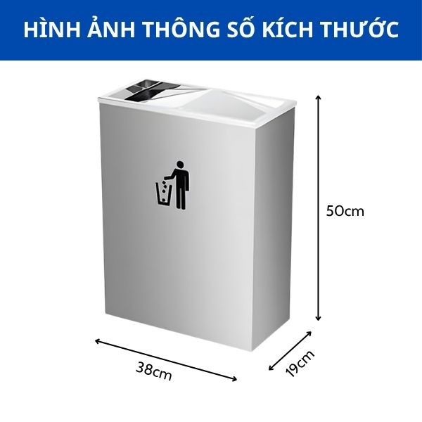 Thùng rác inox chữ nhật nắp bập bênh