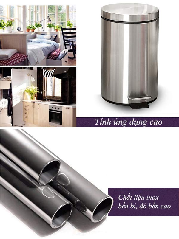 Thùng rác inox kiểu dáng đạp chân bền