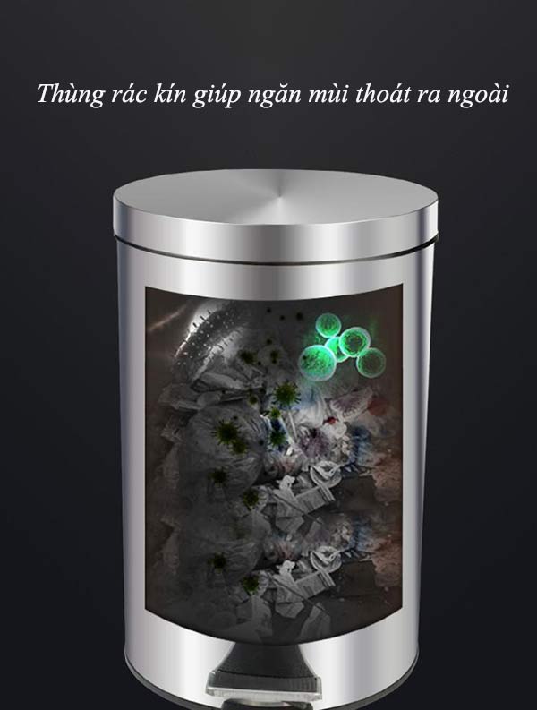 Thùng rác inox đạp chân 20L nắp kín