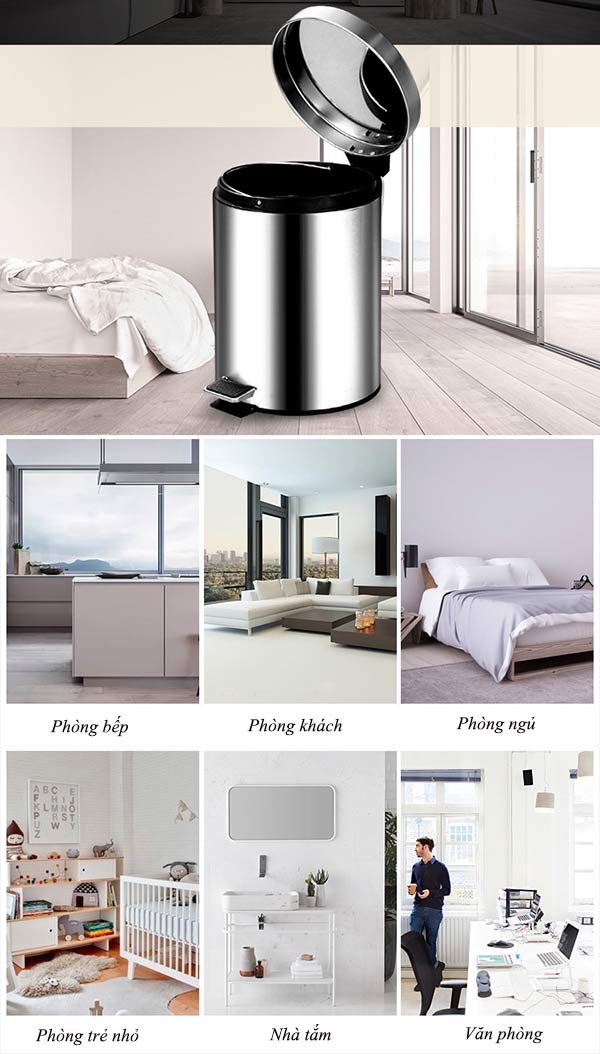 Thùng rác 3L phù hợp với khu vực rác thải ít