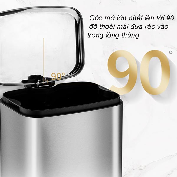 Thùng rác inox đạp chân vuông 12L