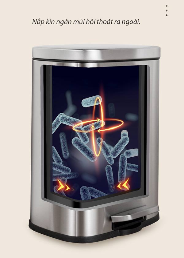 Thùng rác inox đạp chân vuông 12L