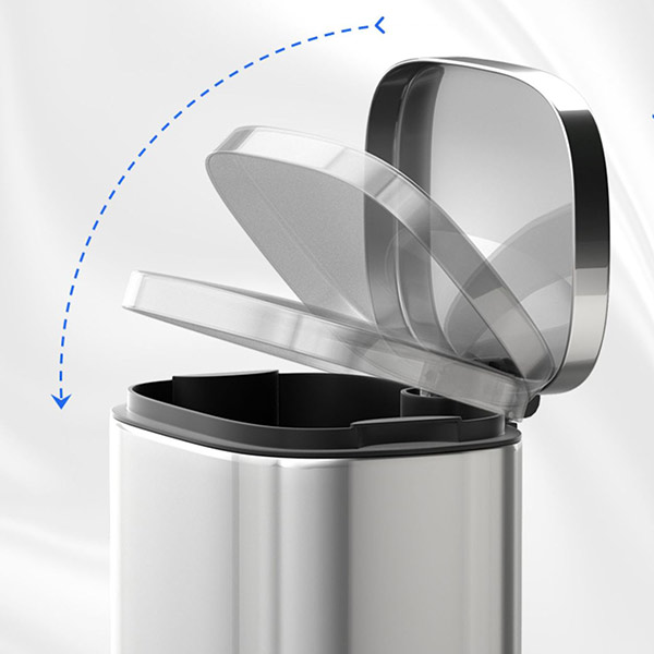 Thùng rác inox đạp chân vuông 16L