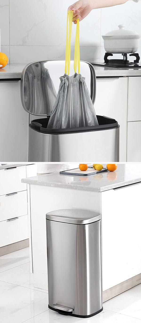 Thùng rác inox đạp chân vuông 20L