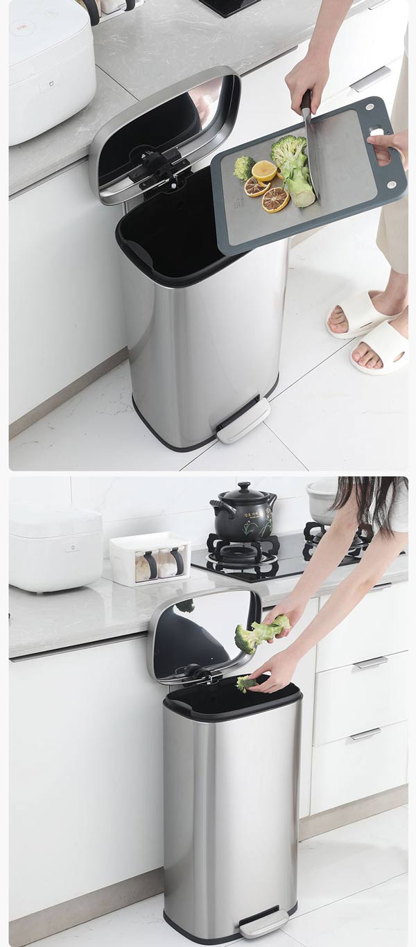 Thùng rác inox đạp chân vuông 20L