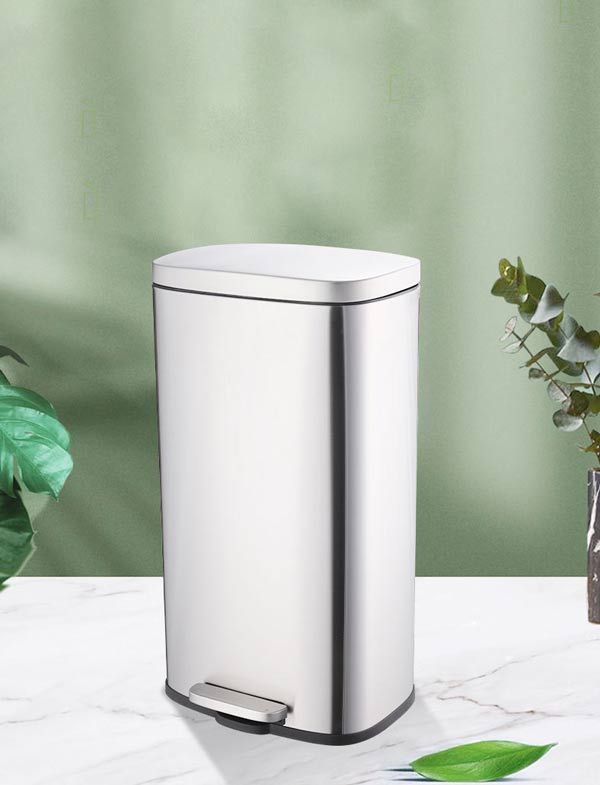 Thùng rác inox đạp chân vuông 30L