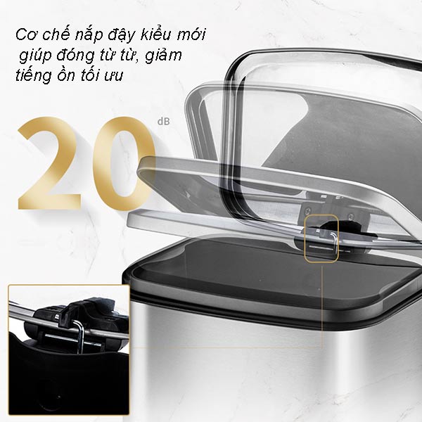 Thùng rác inox đạp chân vuông 6L