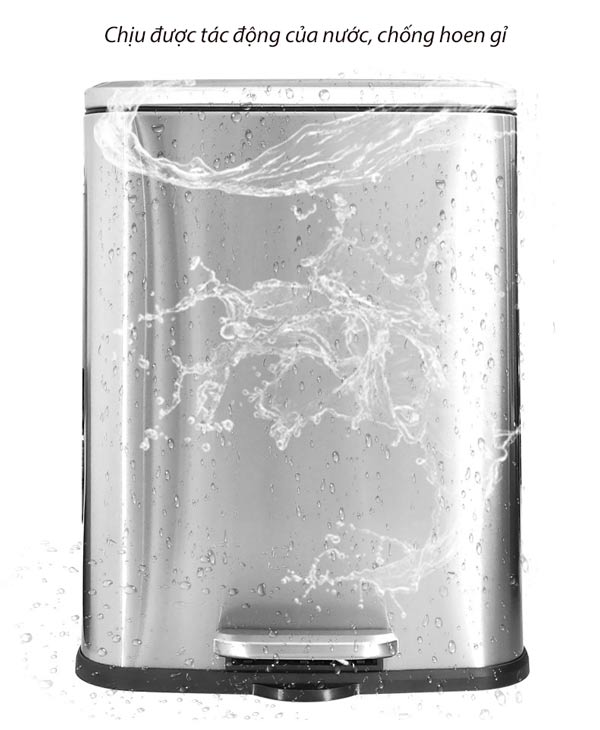 thùng rác inox vuông đạp chân 8 lít