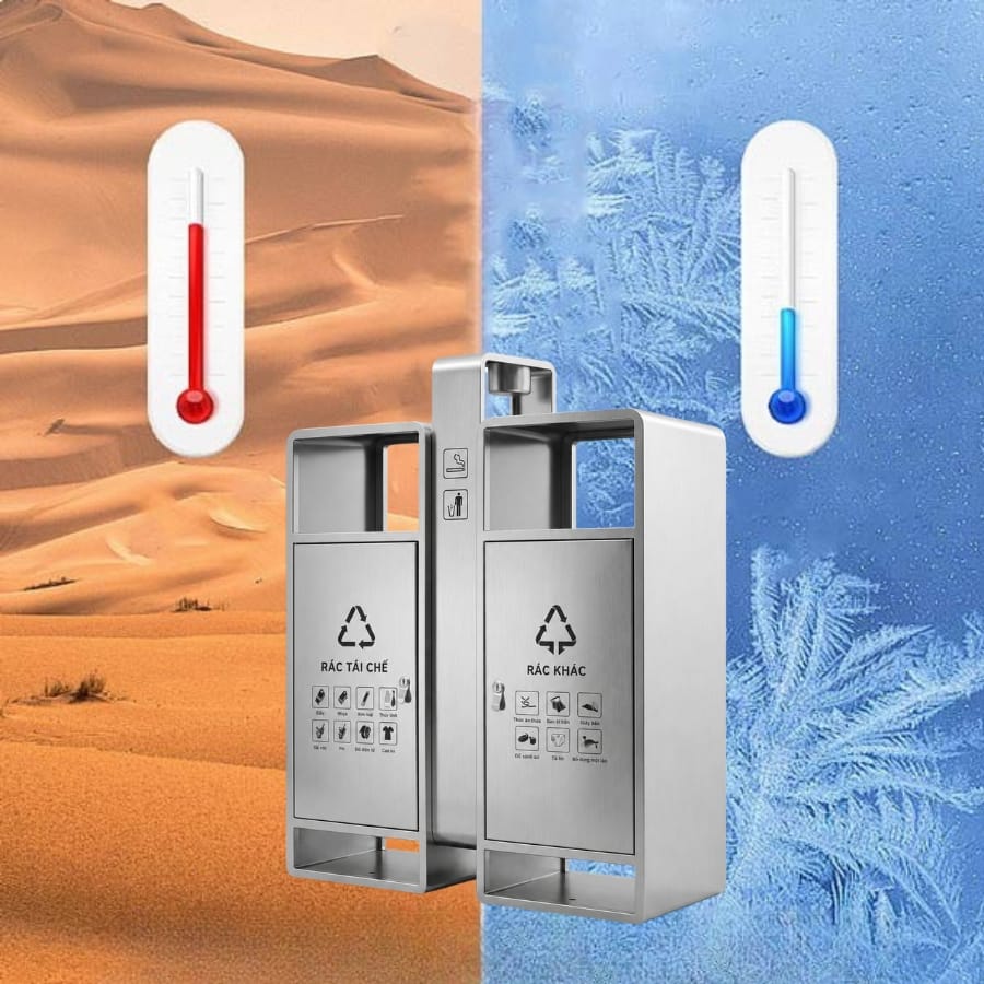 Thùng rác inox đôi gạt tàn chịu được nắng mưa
