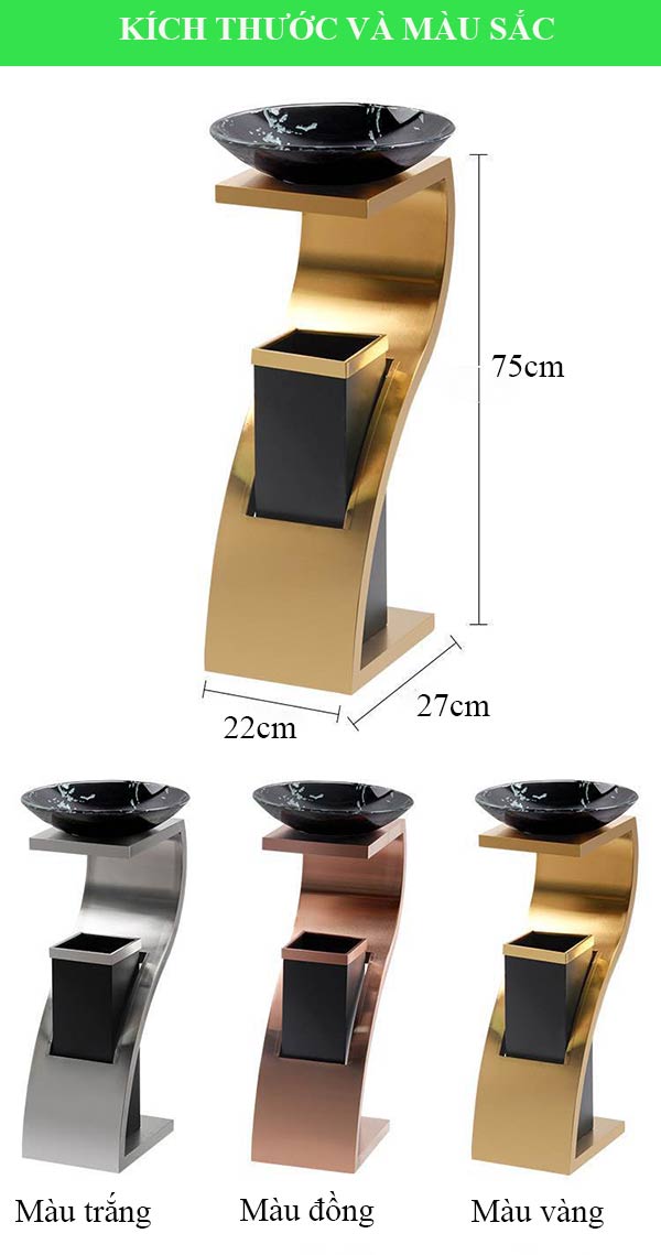 Tham khảo kích thước và bảng màu của mẫu thùng rác gạt tàn hình chữ Z