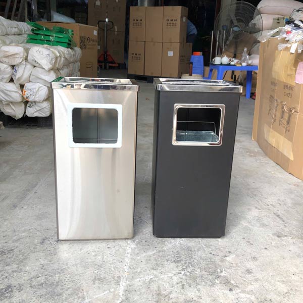 Hình ảnh thực tế thùng rác hình chữ nhật gạt tàn của Hành Tinh Xanh