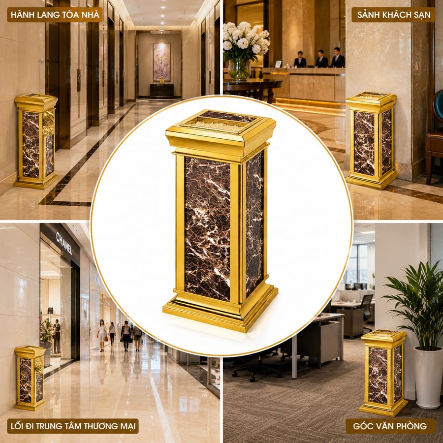 Mẫu thùng rác đá phù hợp với nhiều không gian