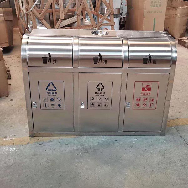 Thùng rác inox nắp đẩy 3 ngăn
