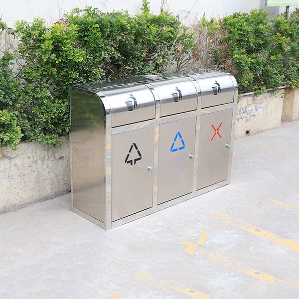 Thùng rác inox nắp đẩy 3 ngăn