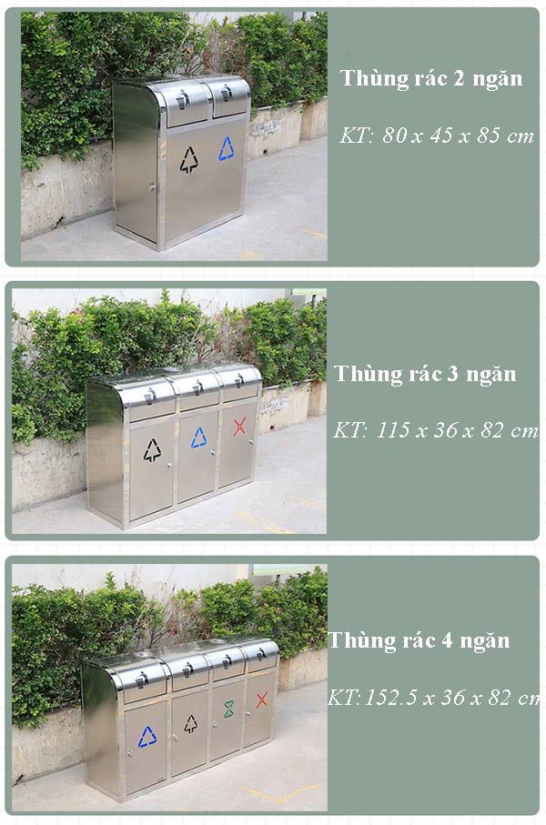 Bộ sưu tập thùng rác inox nhiều ngăn Hành Tinh Xanh