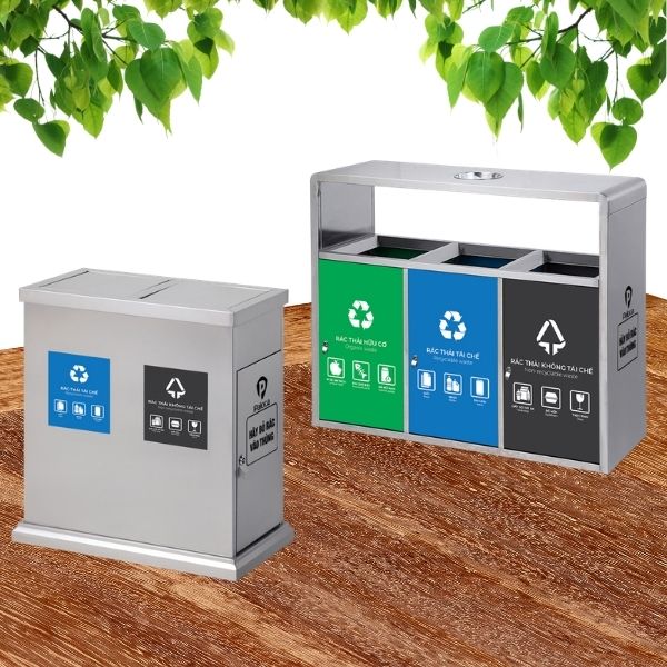Thùng rác inox phân loại rác