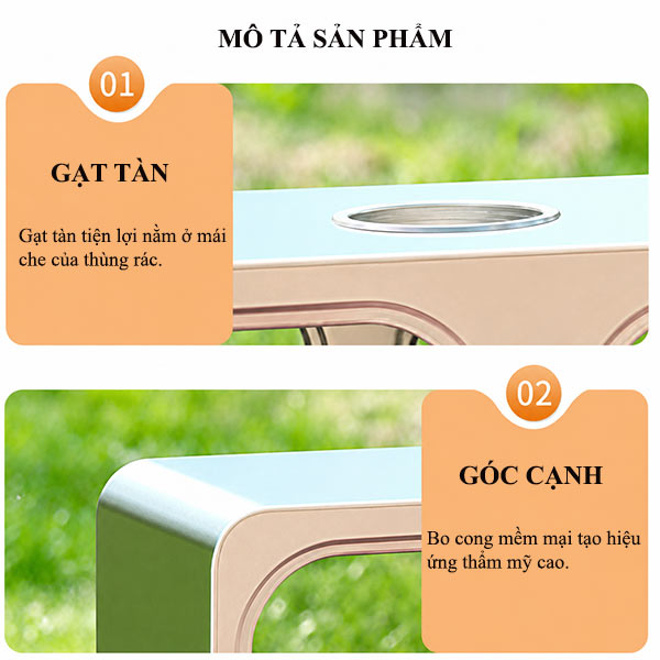 Thùng rác inox ngoài trời có gạt tàn