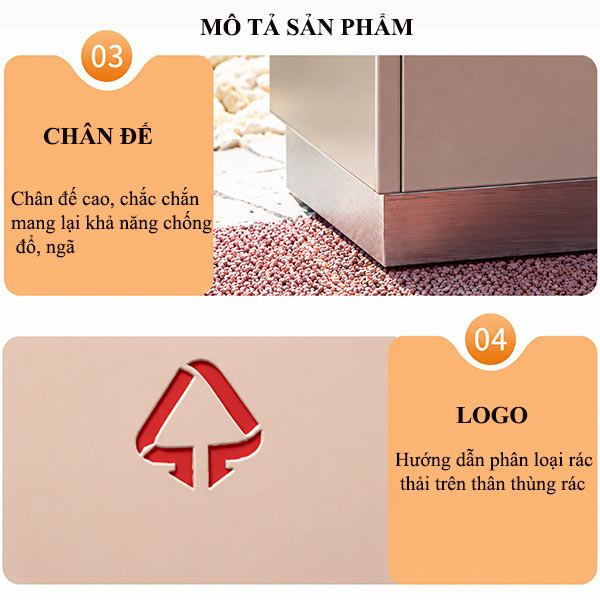 Thùng rác inox ngoài trời có gạt tàn