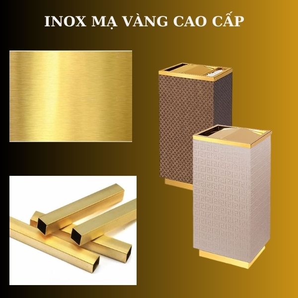 Khung thùng rác bằng inox mạ vàng