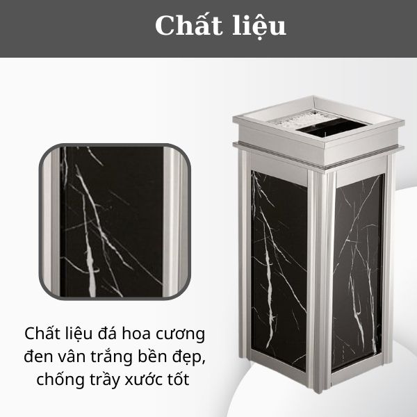 Đặc điểm chất liệu thùng rác đá