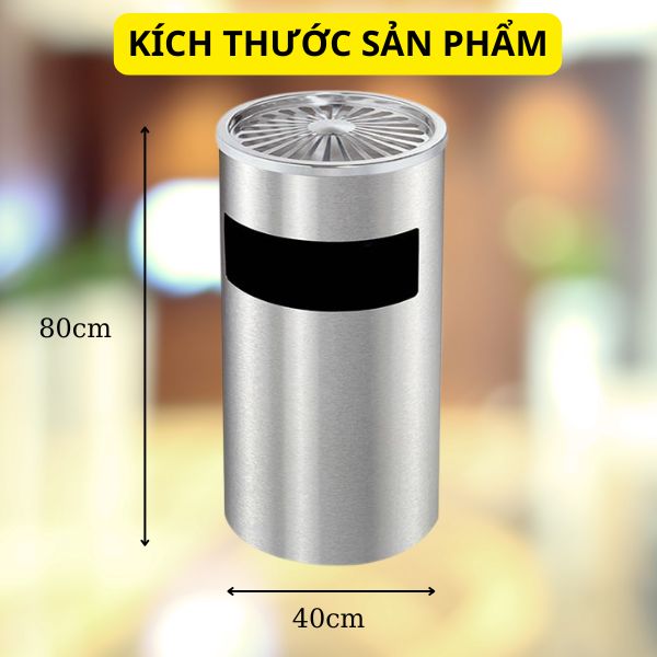 Kích thước thùng rác inox có gạt tàn thuốc lá