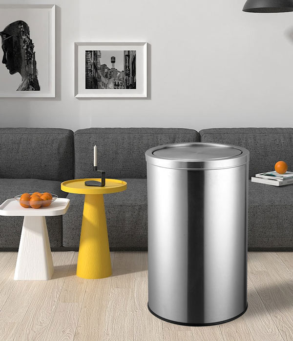 Thùng rác inox tròn nắp bập bênh cỡ đại