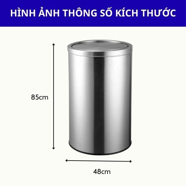 Thùng rác inox tròn nắp bập bênh cỡ đại