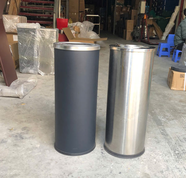 Thùng rác inox nắp lật Ø25cm