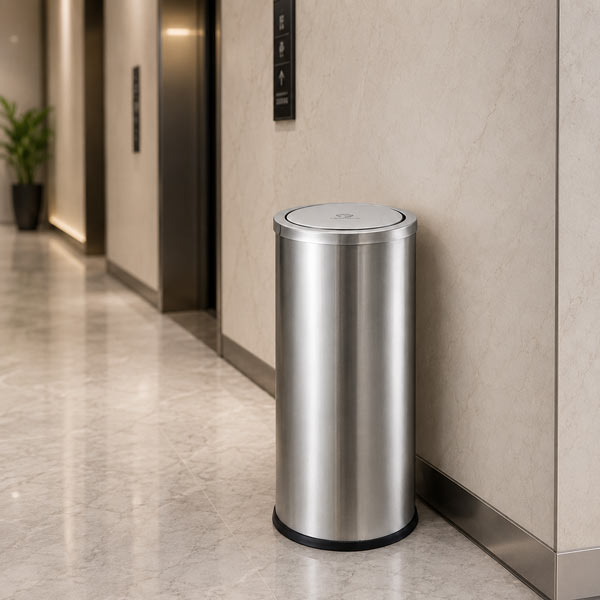 Thùng rác inox tròn nắp lật cỡ nhỏ