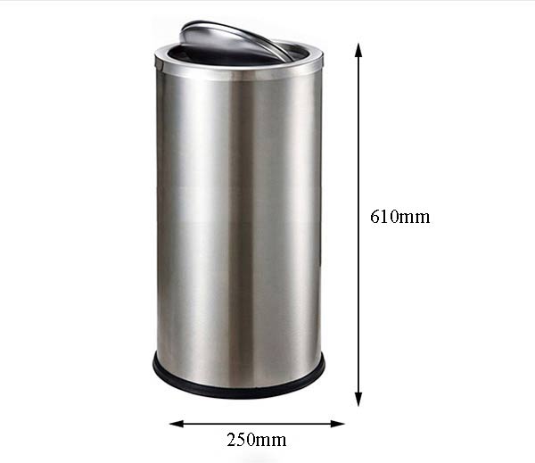 Kích thước thùng rác inox tròn nắp lật