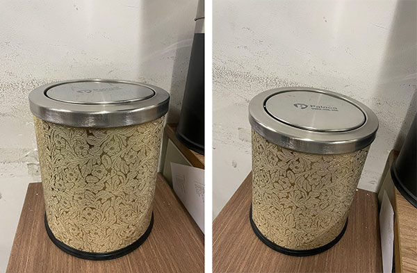 Hình ảnh thùng rác nắp lật bọc giả da chụp tại kho