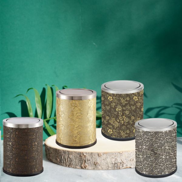 Mẫu thùng rác nắp bập bênh bọc giả da