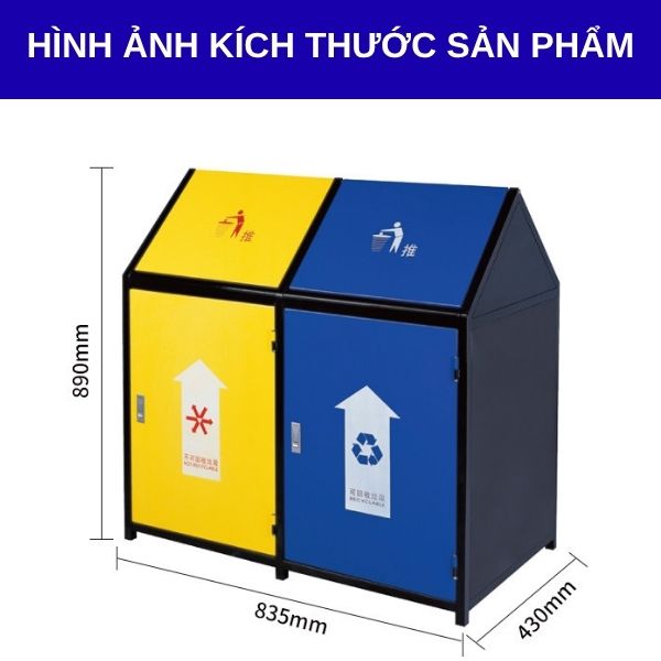 Chi tiết kích thước thùng rác nắp lật đường phố