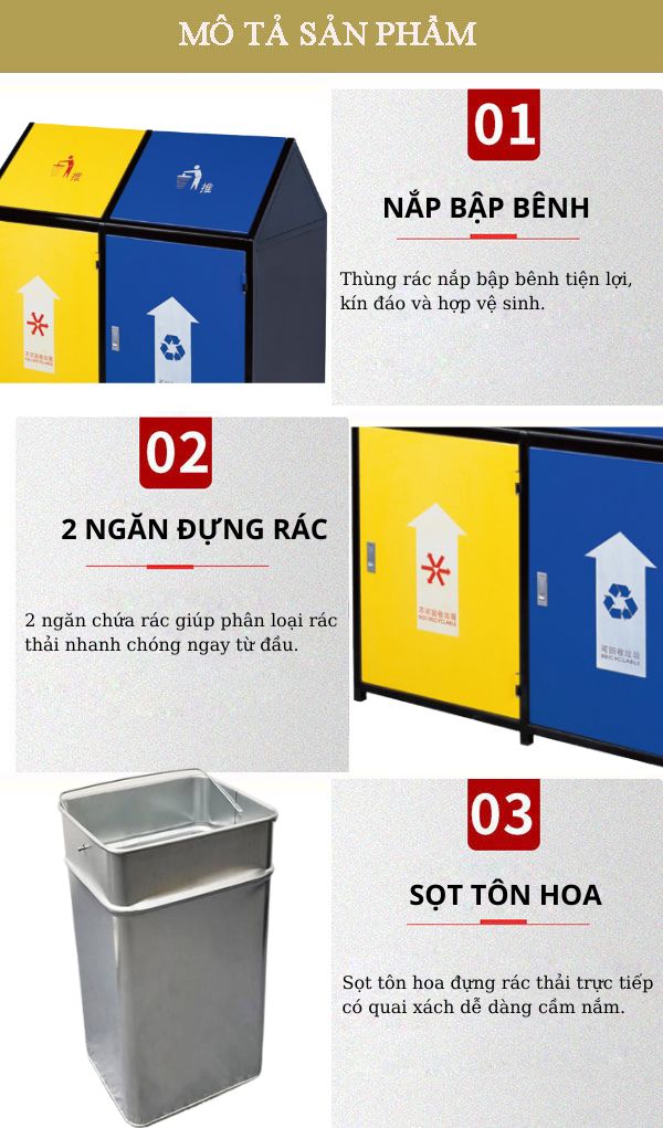 Chi tiết các đặc điểm cấu thành thùng rác ngoài trời