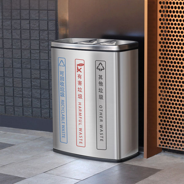 Thùng rác inox 3 ngăn phân loại rác thải
