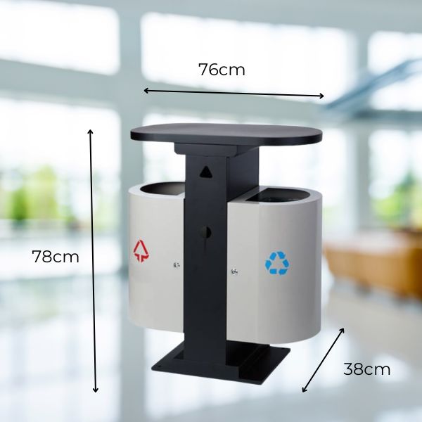 Kích thước thùng rác thép đôi ngoài trời