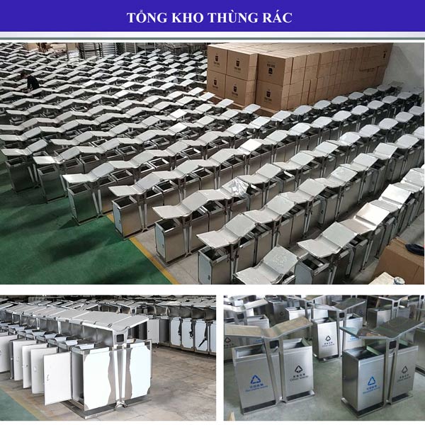 Hành Tinh Xanh luôn sẵn số lượng lớn thùng đựng rác thải inox 2 ngăn này