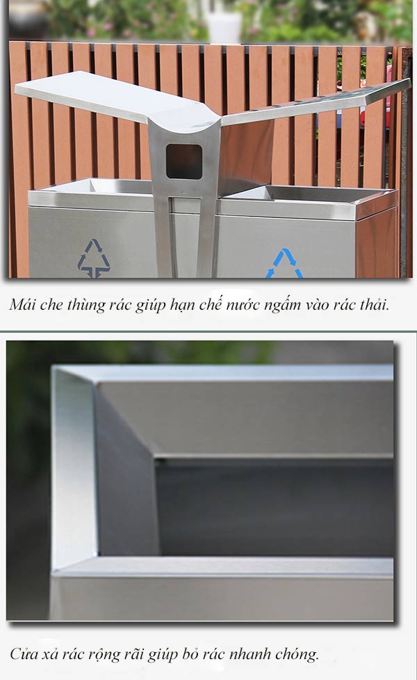 Đặc điểm thùng rác đặt ngoài trời 2 ngăn