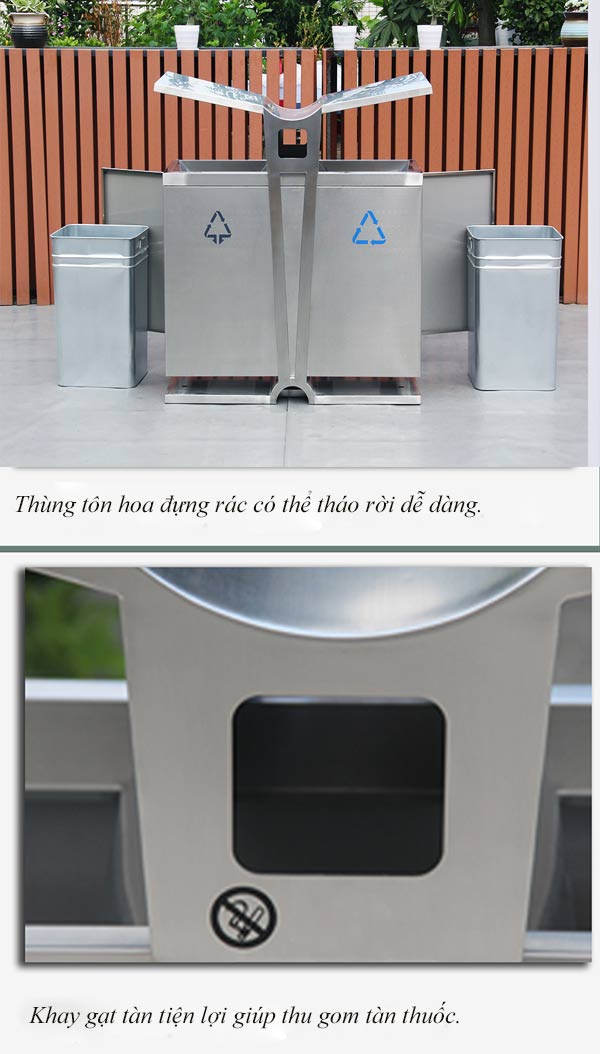 Đặc điểm thùng rác đặt ngoài trời 2 ngăn